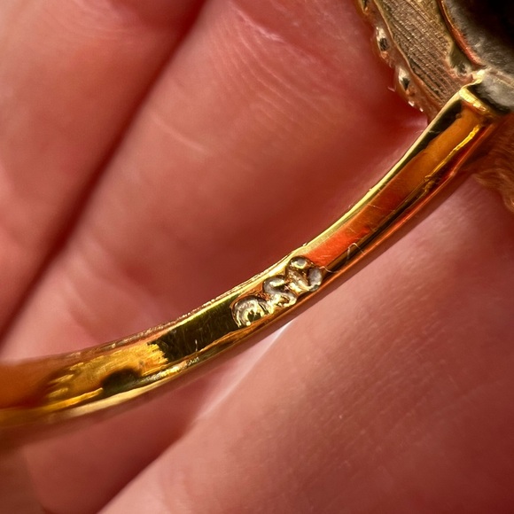 Vintage Sarah Coventry Green Cabochon Statement Ring Gold Tone size 7 - Picture 6 of 6